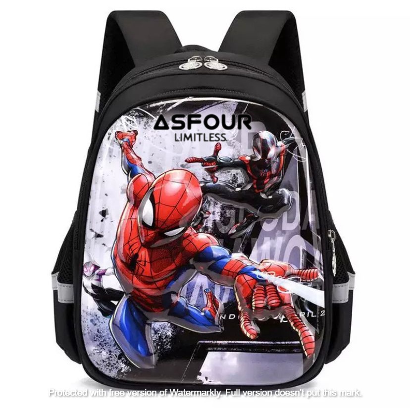 ASFOUR - Tas Ransel Backpack Anak Sekolah untuk Paud/TK Tas Ransel Gendong Punggung Sekolah Anak TK SD Karakter Kartun Backpack Spiderman