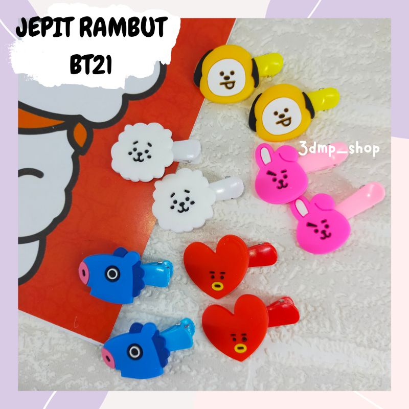 [2pc] jepit rambut bt21 tata cooky chimmy rj mang