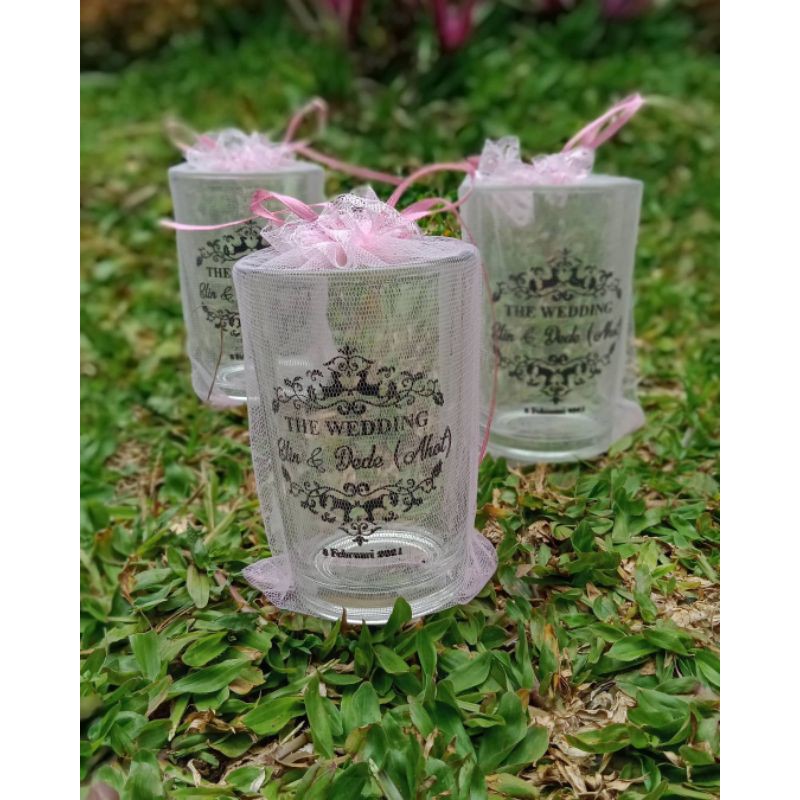 SOUVENIR GELAS H10 BENING KEMAS TILEU / SOUVENIR GELAS / SOUVENIR PERNIKAHAN MURAH