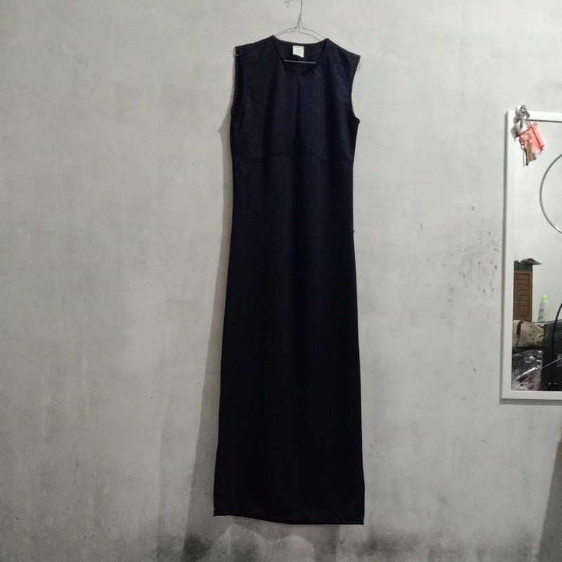 (BISA COD) INER SEPAN DRESS MAXI INER BUSUI/non Busui S M L XL XXL-Navy tua