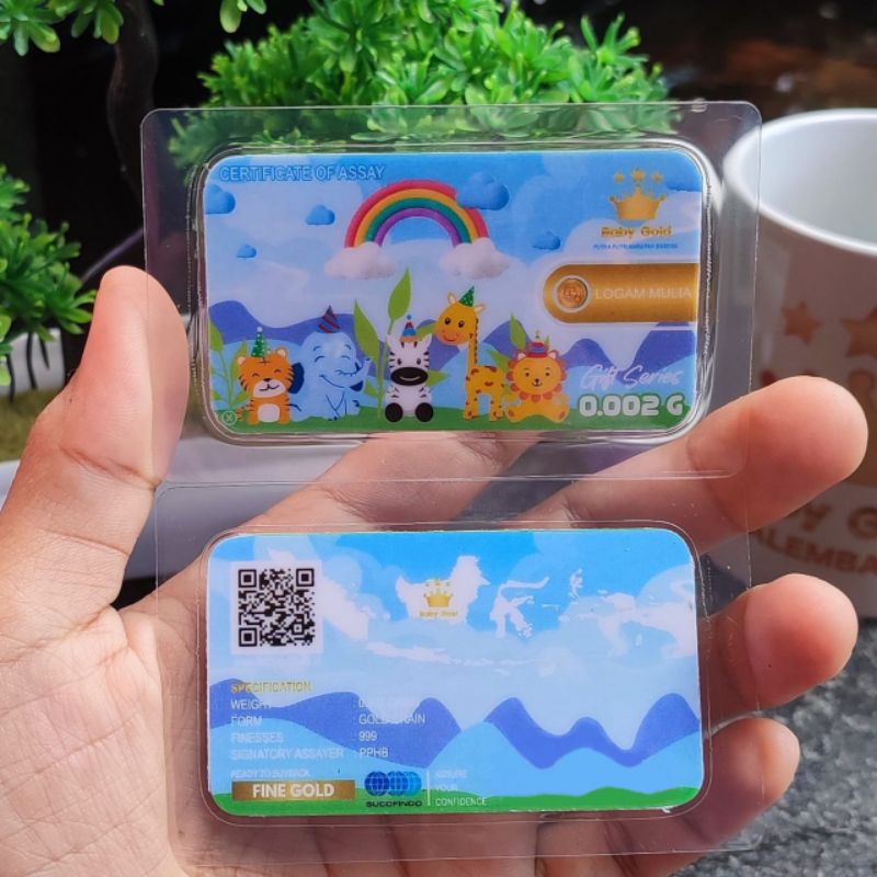 BABY GOLD Emas Mini 0.002 Gram Logam Mulia 24 Karat Original. Kids Zoo Series Souvenir Gift Hadiah-1
