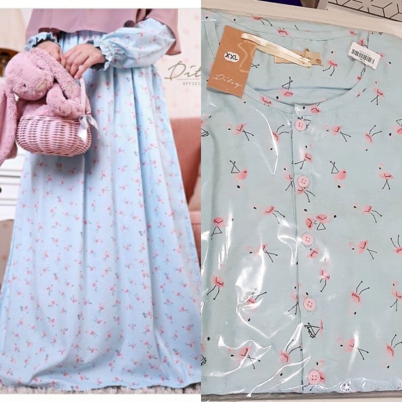 Ditsy Desember FLAMINGO Cyan JUMBO