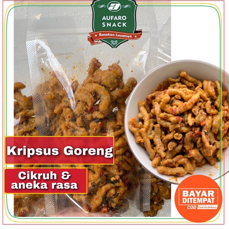 100 GRAM KERIPIK USUS CRISPY AYAM MURAH ORIGINAL DAN PEDAS AUFARO SNACK