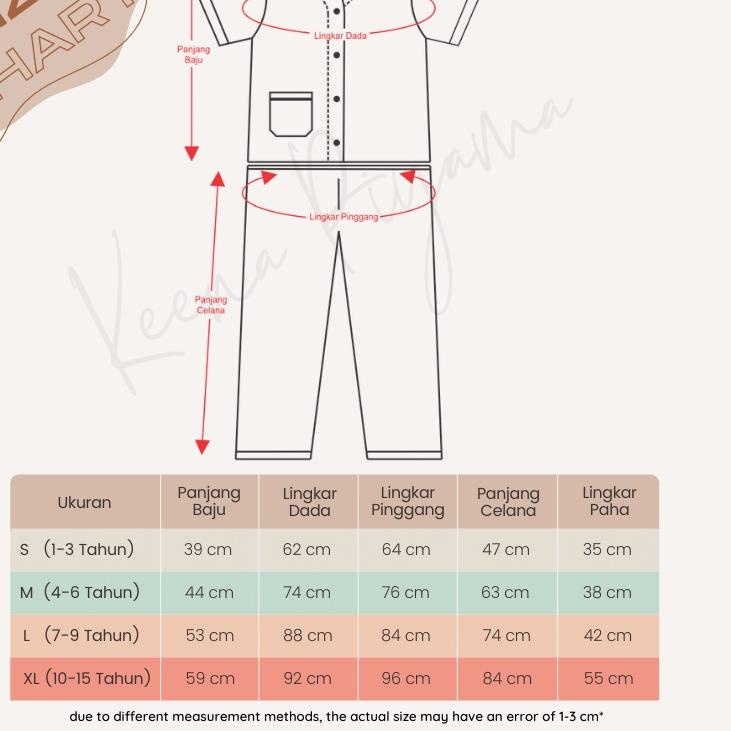 ➸ Set Baju Tidur/Piyama Anak Perempuan Laki Laki Katun Kerah Y Motif Garis Kotak Usia 1-15 Tahun ✷