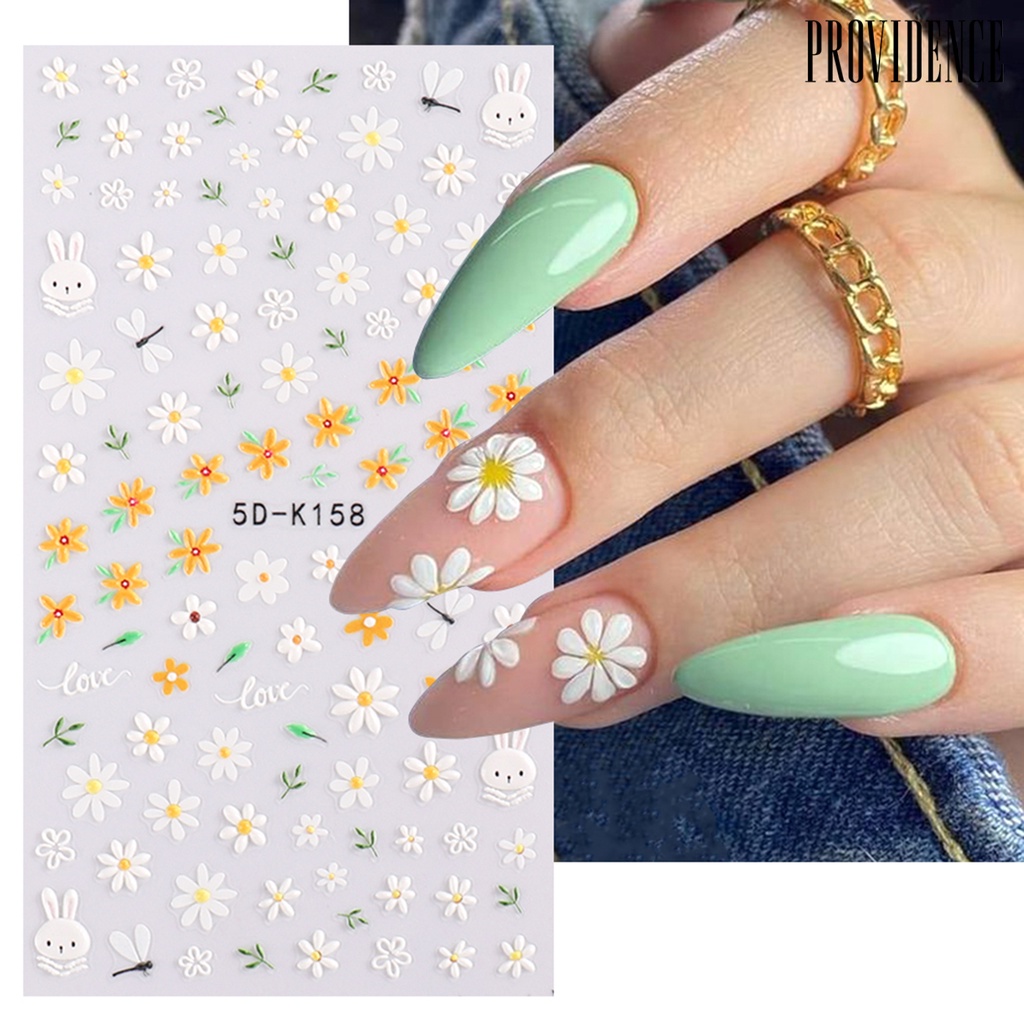 Stiker Kuku Motif Bunga Kecil Anti Jatuh Untuk Manicure Wanita