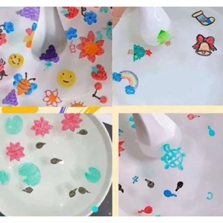 Mainan Spidol Ajaib Warna Warni Mengapung di air Magic Marker Tato Media Gambar Keramik Kering Menggambar Permukaan Piring Gelas Mangkok Kering Bahan Peralatan Perlengkapan Kerajinan Tangan Malang