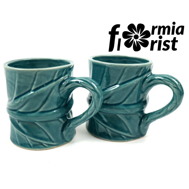 FM - Mug Keramik Daun set 2 pcs 350 ml - KL Gelas Set