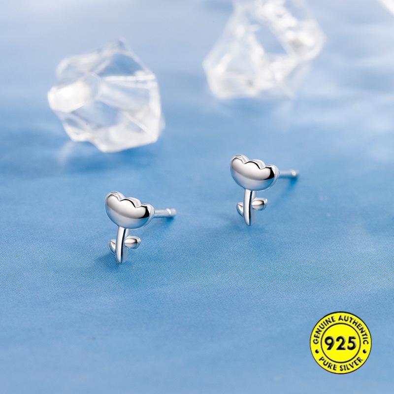 Anting Stud Mini Bentuk Tulip Bahan Sterling Silver Untuk Perempuan