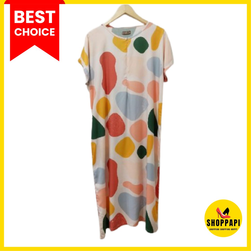 DASTER PANJANG PIYAMA WANITA LENGAN PENDEK KATUN RAYON