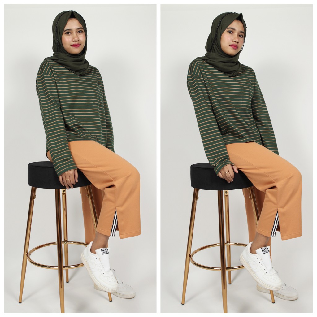 Sahaja Clothing ID Striped Sweater Olive Tua Shopee Sahaja Clothing ID Striped Sweater Olive Tua Shopee