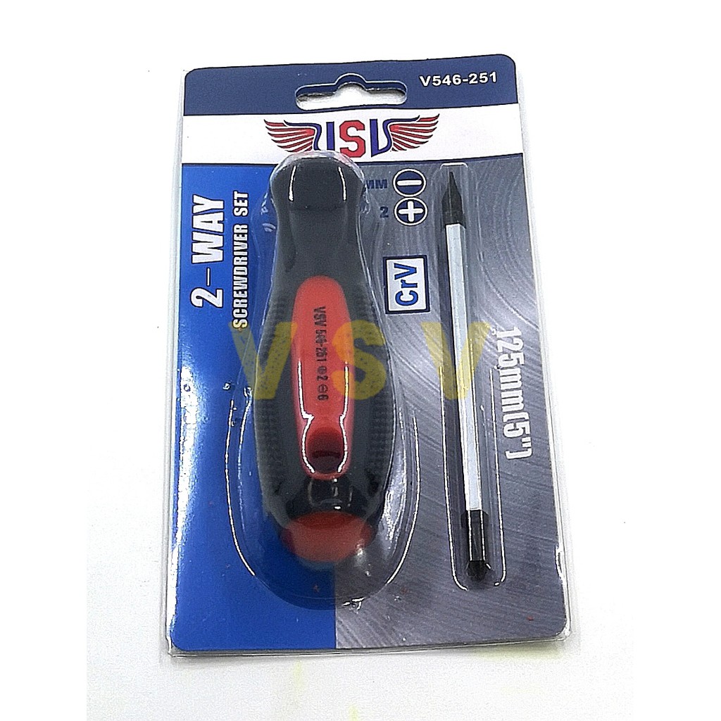 VSV Two way screwdriver 125mm rubber / obeng bolak balik /plus min