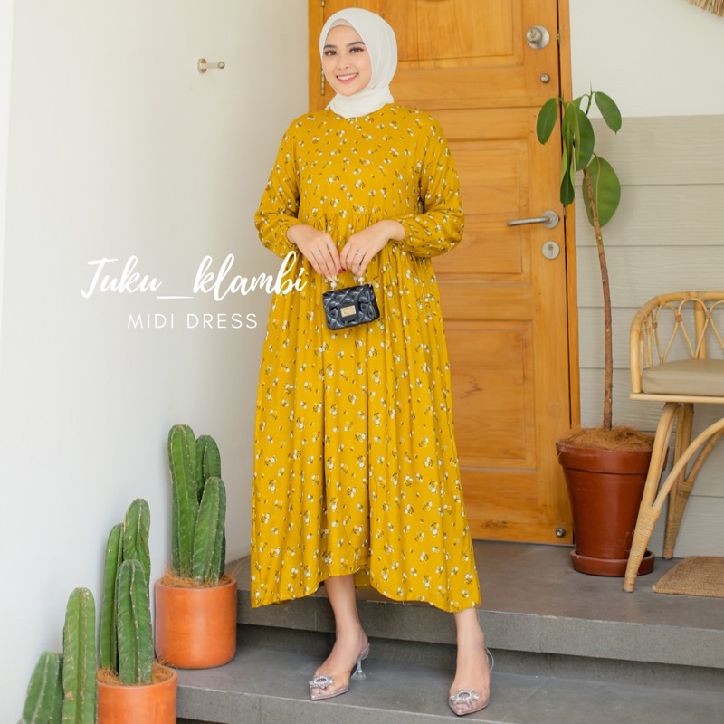 Midi Dress Terbaru 2022 Kekinian Jumbo Ld 130 120 140 Gamis Busui