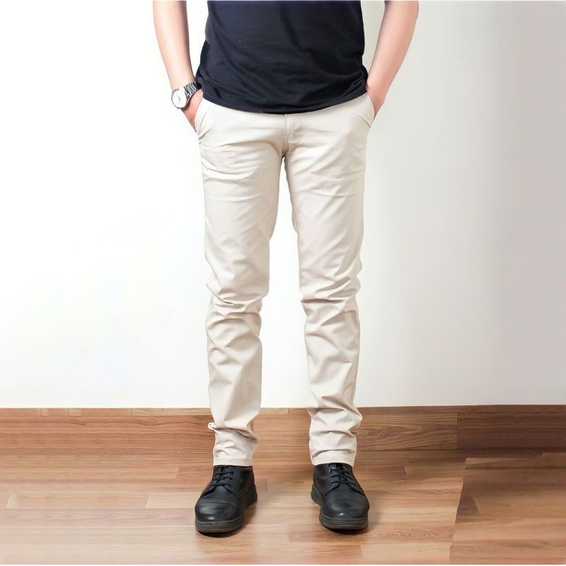 Celana Panjang Cream Chino Panjang Distro Quality Matterial Twill Combat ukuran 27 - 38