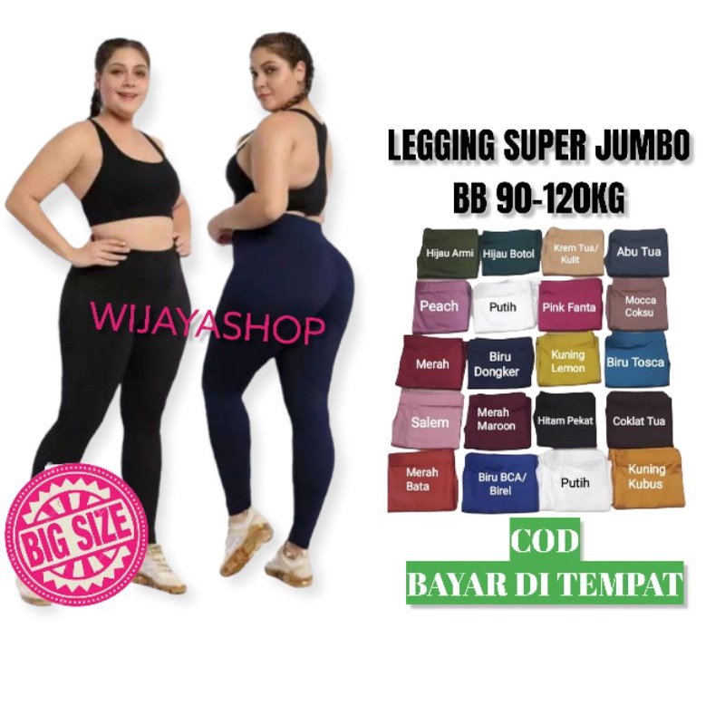 Legging Fleece Tebal Highwaist Premium Super Jumbo Polos Wanita BB 40 - 120kg