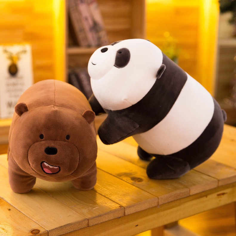 Boneka We Bare Bears Motif Duduk Boneka Beruang Cokelat Putih Panda