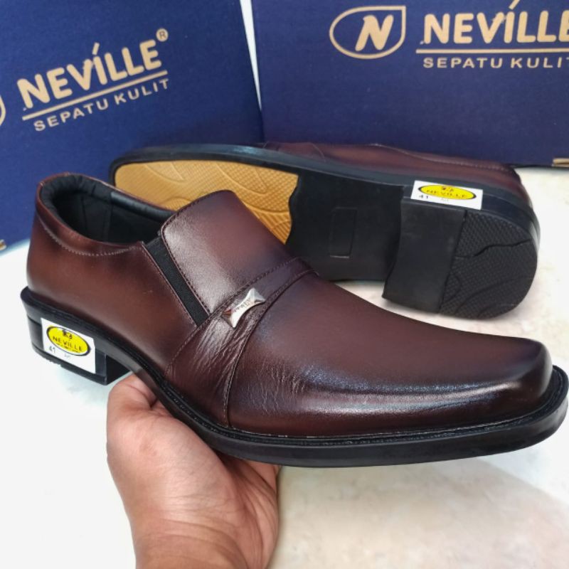 Neville Sepatu Pantofel Pria Bahan Kulit Asli Elegan Murah Formal Kantoran Kode NV7