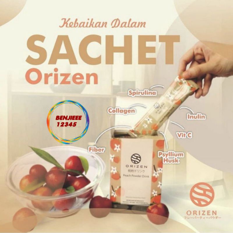 

ECER Orizen Peach Tea Sachet 1 pcs Original BPOM Detox tea teh bumil busui promil friendly slimming tea teh orisen powder tea collagen diet