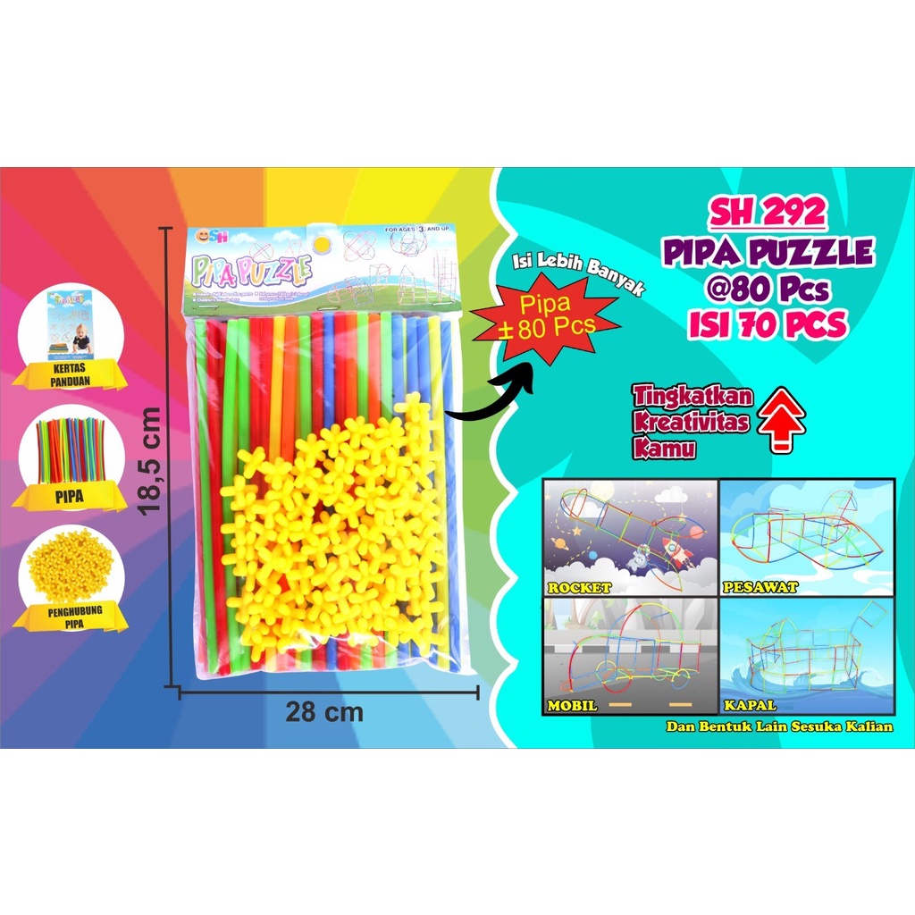 SH292 - Mainan Pipa Puzzle Isi 80 pc SH 292