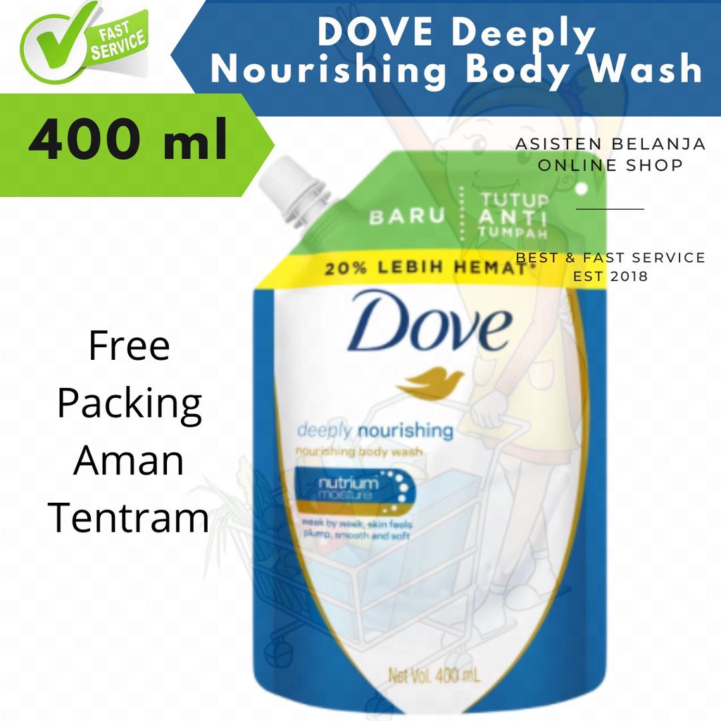 DOVE Body Wash Deeply Nourishing 400ml 400 ml Sabun Mandi Cair Refil Biru Tua Deep Nourish