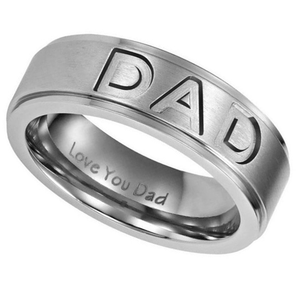 Hu Hu Hu Hu Hu Alat Bantu Pasang Kacamata♡ Cincin Stainless Steel Motif Ukir Tulisan Dad Untuk Hadiah Hari Ayah