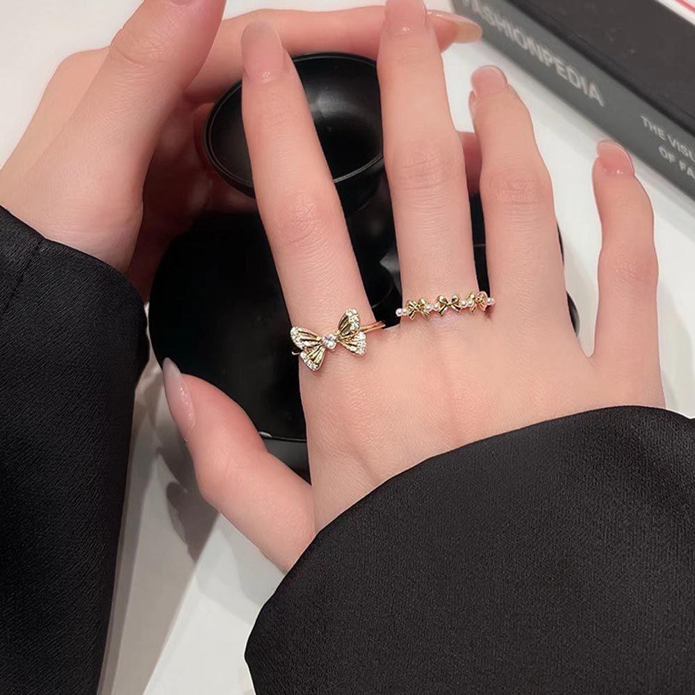 Mxbeauty Wanita Pembukaan Cincin Pesta Sederhana Untuk Gadis Tembaga Temperamen Buku Jari Rings