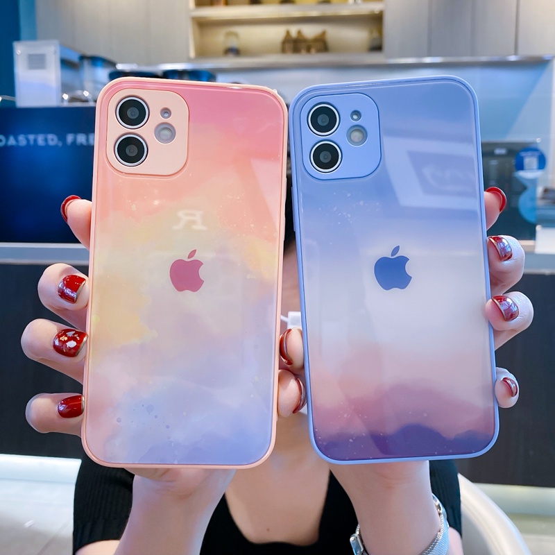 Casing Hardcase iPhone 14 Plus 14 Pro Max 14 Pro Bahan Kaca Dengan Pinggiran Silikon