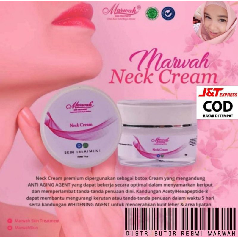 NECK CREAM MARWAH / Krim Leher / untuk mencerahkan Lipatan Kulit Leher  / DISTRIBUTOR RESMI MARWAH