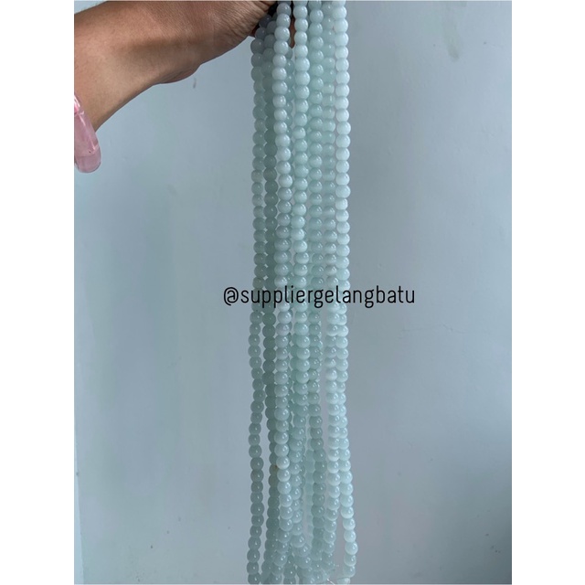 batu renceng kalung Gelang off white cat eye 8mm mata kucing putih