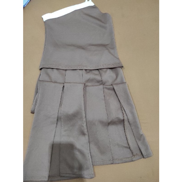preloved setelan one shoulder atasan dan bawahan cutbray kulot