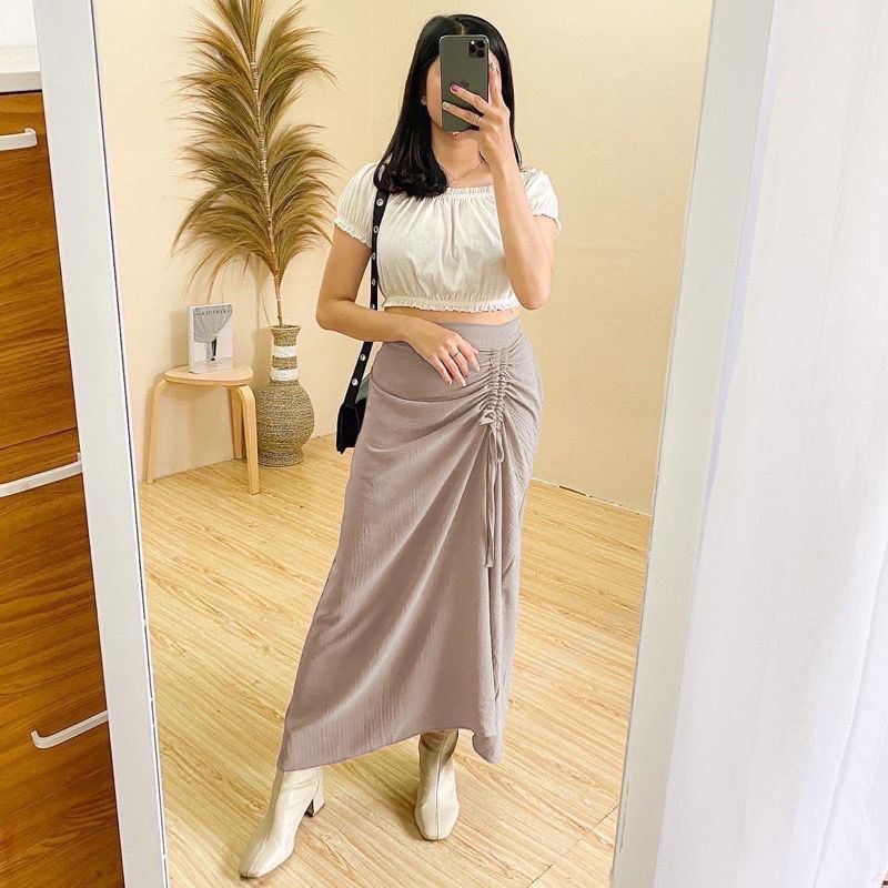 ROK SERUT TALI TAMARA THERESIA SKIRT CRINKLE MAXY MAHESA CRINGKLE MECCA KALLA JOSEP SAMPING KOREA