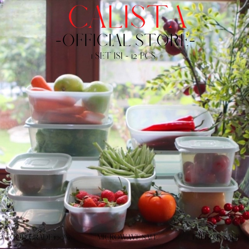 FOOD CONTAINER SET/ FOOD PREPARATION SET/ FOOD STORAGE KULKAS/ TOPLES PLASTIK CALISTA RUMOI PREMIUM SOFT 1 SET ISI 12PCS