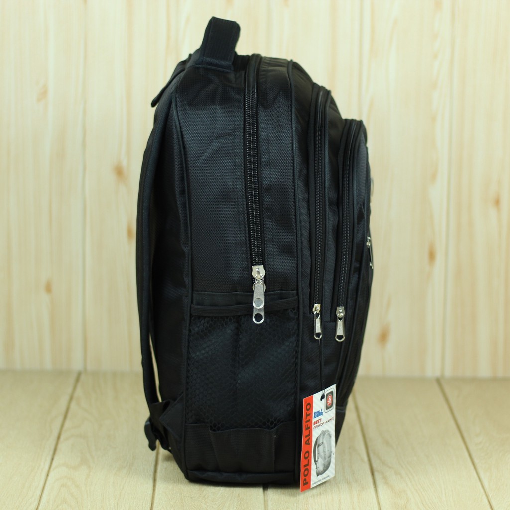 Back Pack Alfito Colour Hitam Tas Ransel Cowok Cewek Unisex Keren Kece Bahan Dolby Tebal Kuat Awet