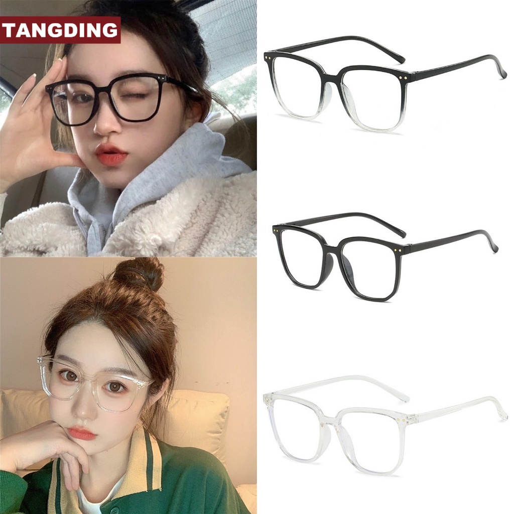 【COD Tangding】t Kacamata Lensa Warna Gradasi Hitam / Putih Transparan Untuk Wanita