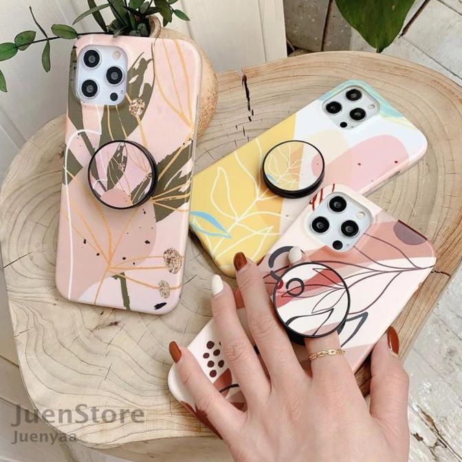 

Premium Product!!! Flower Leaf Soft Case With Pop Socket For Iphone12&12Pro&12Pro Max - Paling Diminati