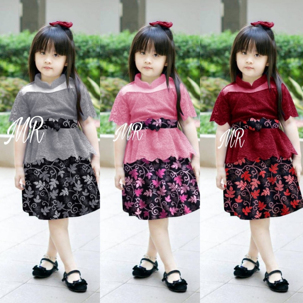 Kebaya Anak  Perempuan Anak Cewek Umur 4-5 Tahun Gabina Setelan Brukat Anak Terbaru One Set Perempua