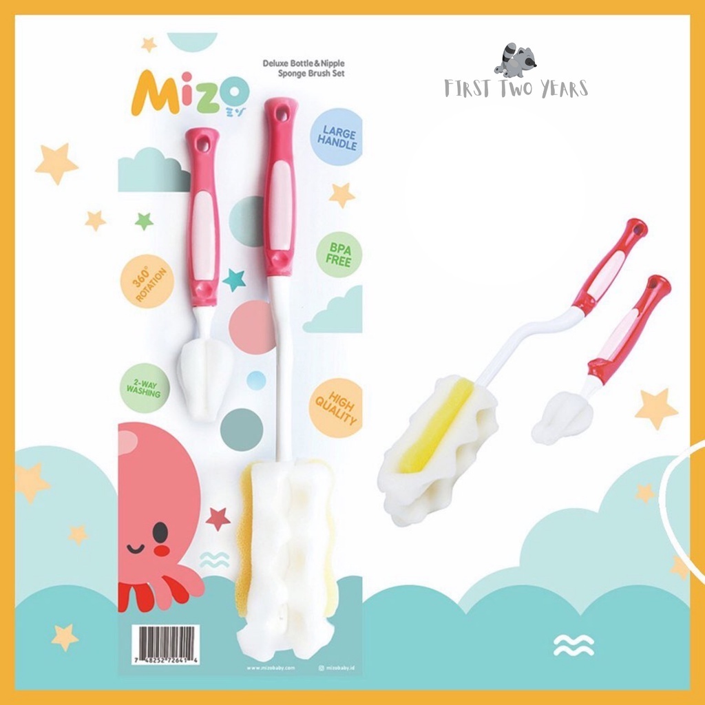 MIZO Deluxe Bottle and Nipple Sponge Brush Set