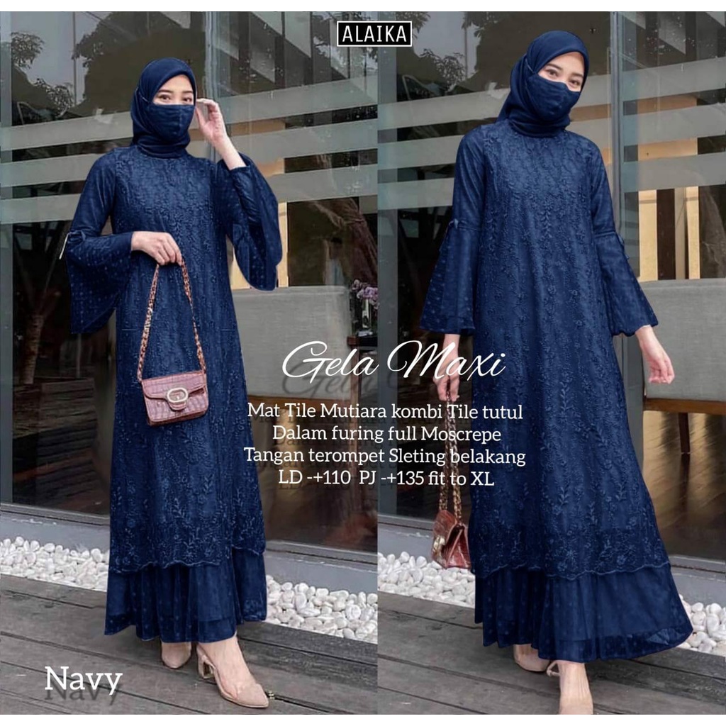Gela Maxy Dress/Baju Dress Wanita/Maxi Dress/Gamis/Baju Muslim