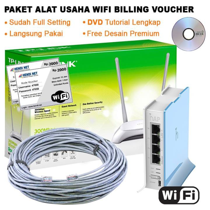 PAKET LENGKAP USAHA WIFI HOTSPOT SISTEM VOUCHER SIAP PAKAI
