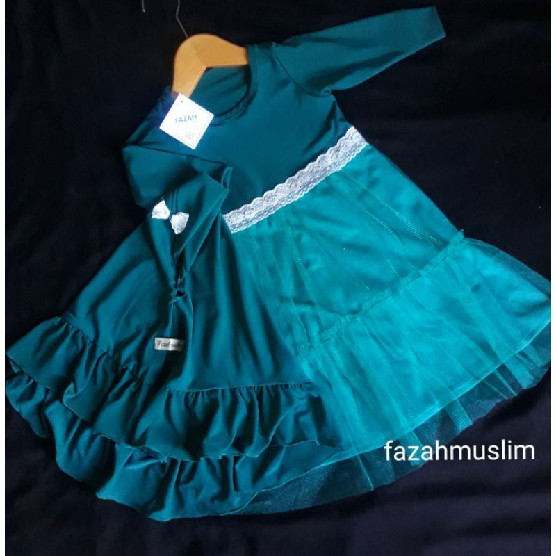 GAMIS BAYI BAJU MUSLIM PESTA BABY GAMIS TILLE TULLE MIX JERSEY BAYI DAN ANAK