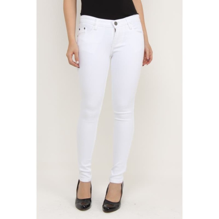 Celana jeans wanita Jumbo Slimfit - Putih, 35