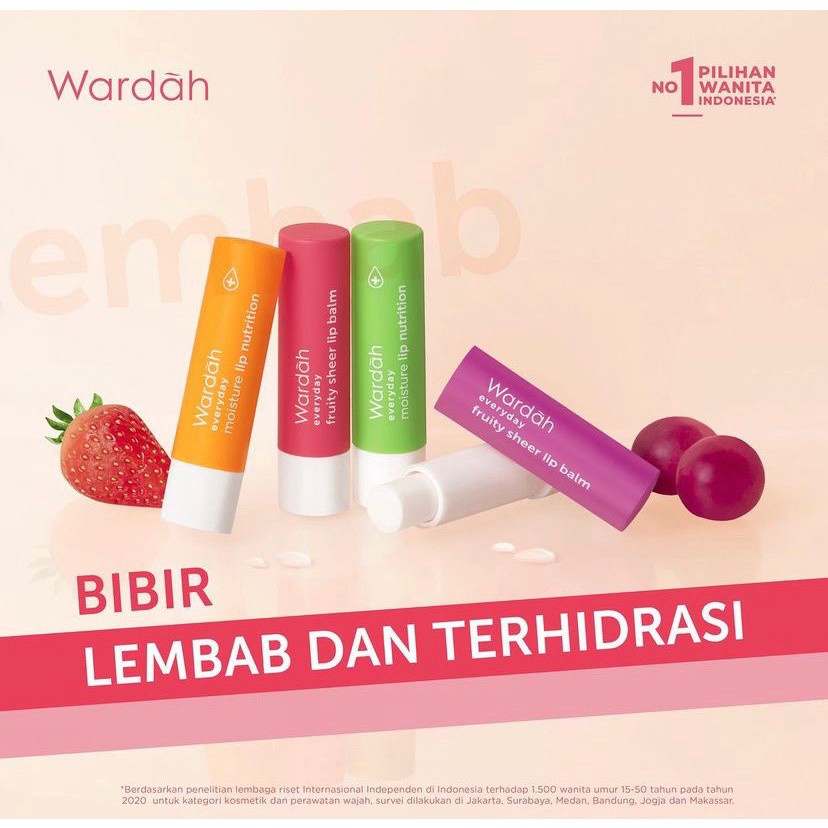 Wardah Everyday Fruity Sheer Lip Balm Wardah Lipbalm | Wardah Lip Nutrition | Pelembab Bibir Strawberry Grape Honey Greentea