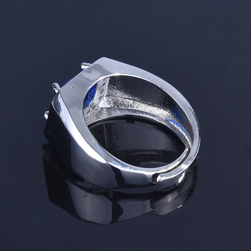 Set Cincin Model Terbuka Bahan Stainless Steel Aksen Emerald Sapphire Untuk Pria