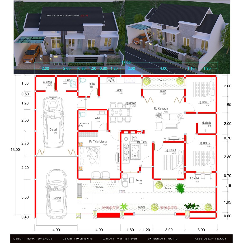 Harga Desain Rumah 4 Kamar Tidur Terbaru Agustus 2022 |BigGo Indonesia - Denah Rumah 1 Lantai 4 Kamar Tidur