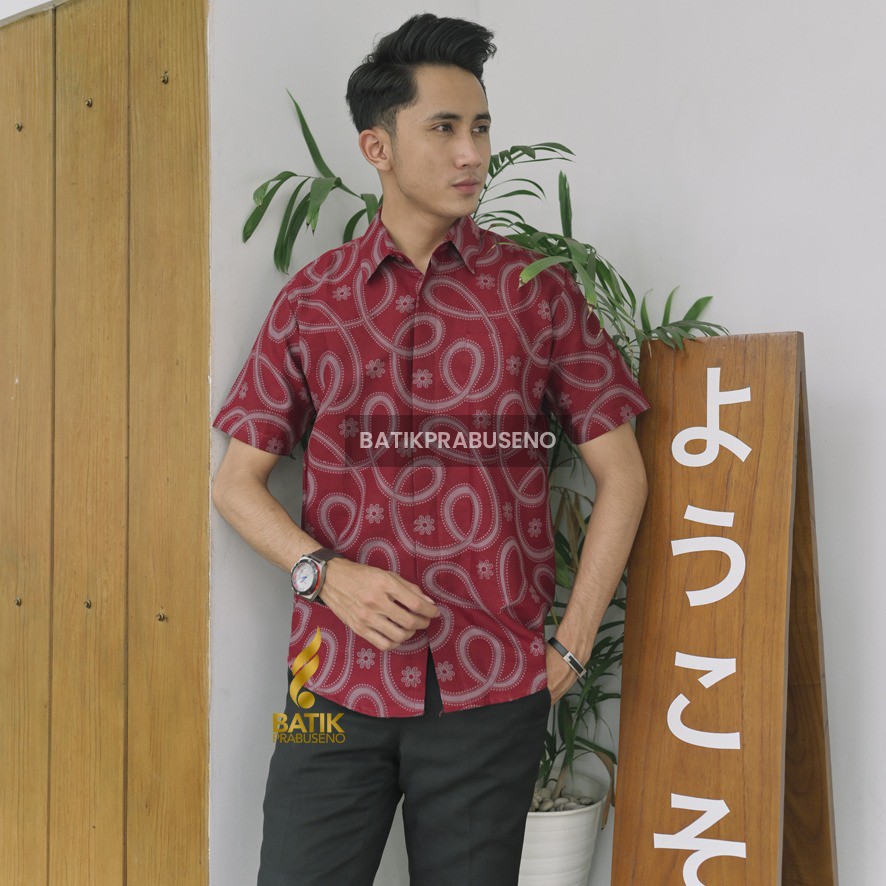 Kelekaro Lengan Pendek Batik Pria Slimfit Original Prabuseno Full Furing Modern Premium Branded Hem 
