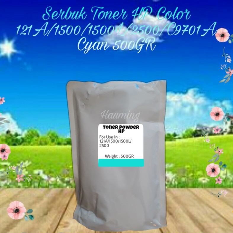 Serbuk Toner Color HP 121A For Use LaserJet 1500 1500LXI 2500 2500LSE C9704A C9701A Cyan 500gr