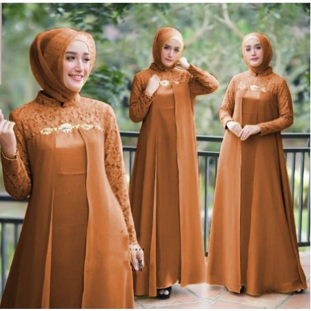 TERLARIS Ashanty Gown baju pesta Brokat Tabur mutiara velvet