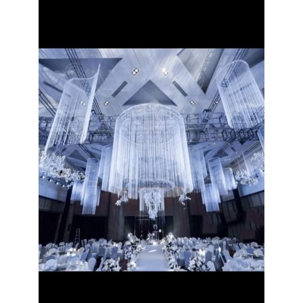 TIRAI benang Impor Premium 3x3 meter Putih GLITTER.