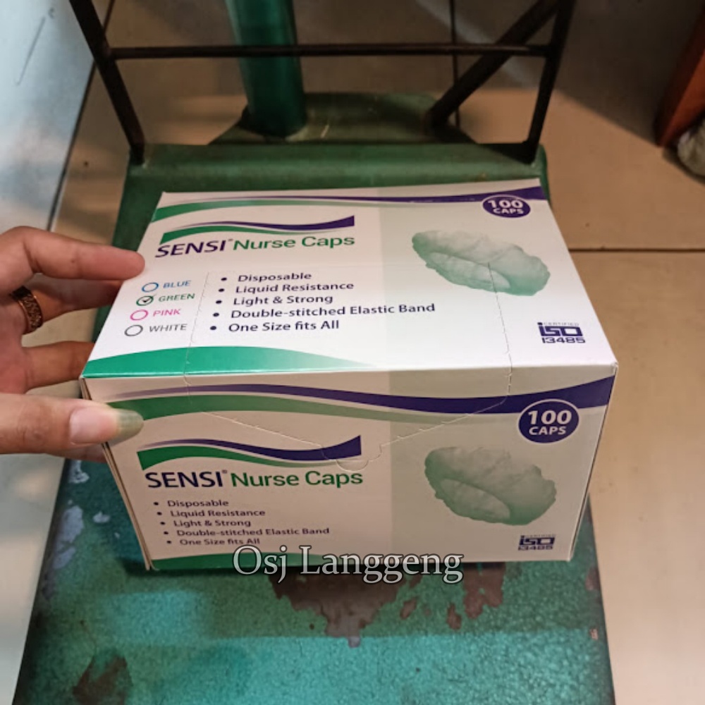 Sensi Nurse Cap Hair Caps Disposable Green Penutup Kepala Murah