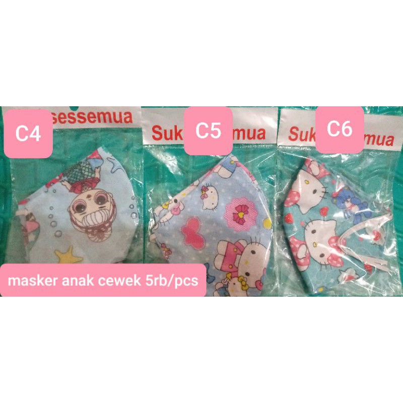 masker motif anak perempuan/cowok