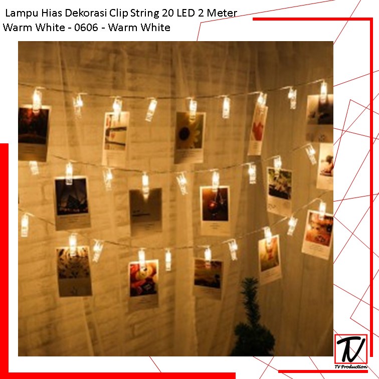 Lampu Hias Dekorasi Clip String 20 LED 2 Meter Warm White - 0606 - Warm White